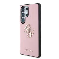 Zadní kryt Guess PU Grained 4G Metal Logo pro Samsung Galaxy S25 Ultra, růžová