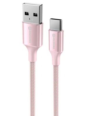 Swissten Textile II USB/USB-C, 1,5m růžová