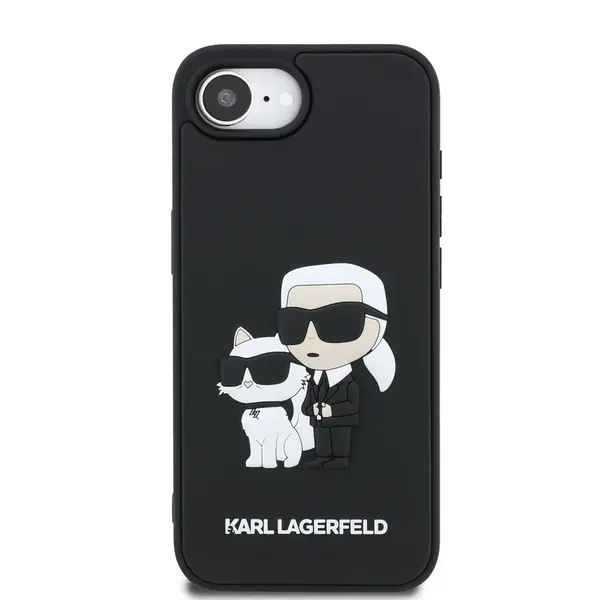 Zadní kryt Karl Lagerfeld 3D Rubber Karl and Choupette pro Apple iPhone 16e, black