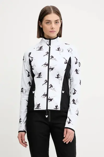 Sportovní mikina EA7 Emporio Armani dámská, bílá barva, vzorovaná, AF14634.7W000384