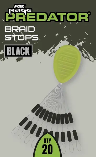 Fox rage predator zarážky braid stops black 20 ks