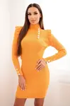 Kesi Přiléhavé svetrové šaty s knoflíky hořčicové barvy