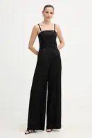 Overal s přídavkem lnu Karl Lagerfeld TAILORED JUMPSUIT černá barva, cold shoulder, B1W13010