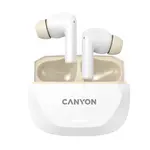 Canyon Bezdrátová stereo sluchátka True wireless Hexagon 7, bílo/béžová