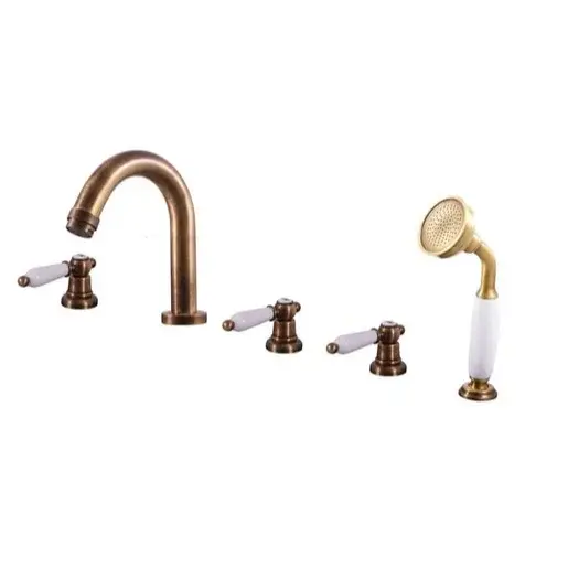 Vaňová batéria RAV Slezák MORAVA so sprchovacím setom stará mosadz MK562.0PSM