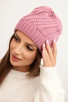 Kesi Dámská zimní čepice z vlny K441 tmavě růžová