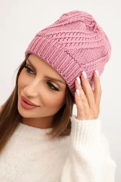 Kesi Dámská zimní čepice z vlny K441 tmavě růžová