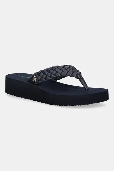 Šľapky Tommy Hilfiger TH WEDGE CORNROW BEACH SANDAL
