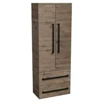 Kúpeľňová skrinka vysoká s čiernou úchytkou SAT Cube Way 60x163x33 cm dub Wellington mat CUBE3CV60DW