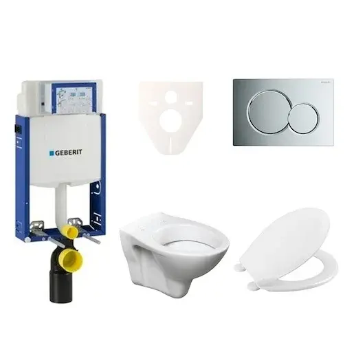 Cenovo zvýhodnený závesný WC set Geberit na zamurovanie + WC Ceramia S-Line Pro 110.302.00.5NR2