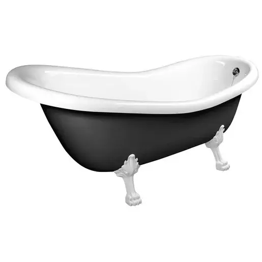 Polysan Retro voľne stojaca vaňa 158x73 cm akrylát ľavá aj pravá čierna/nohy biele 72971