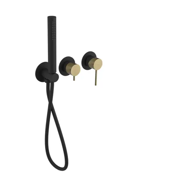 Sapho Ultramix - Baterie pod omítku, 3-otvorová instalace, s tělesem, s příslušenstvím, matná černá/matná zlatá UT045BG