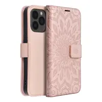 Flipové pouzdro MEZZO Book case pro Apple iPhone 13 Pro, mandala rose gold