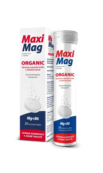 MaxiMag Organic 20 šumivých tablet