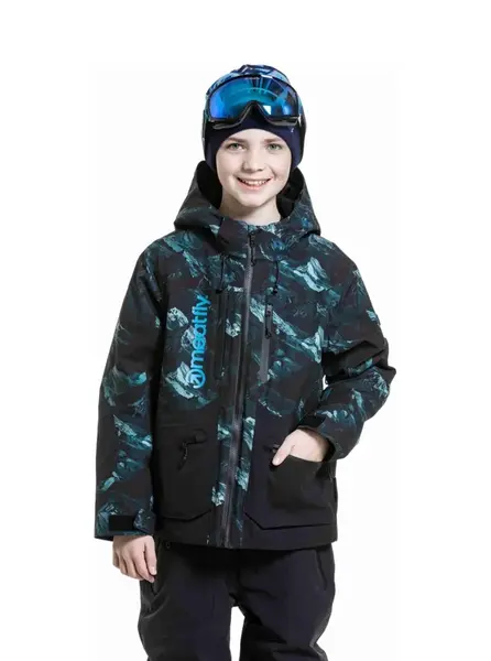 Dětská snb & ski bunda meatfly bangito černá/zelená 158