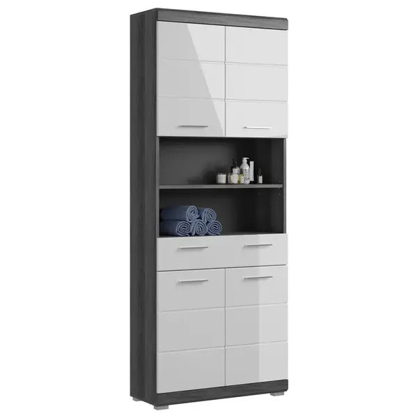 MID.YOU VYSOKÁ SKŘÍŇ, vysoce lesklá bílá, antracitová, šedá, 74/191/31 cm