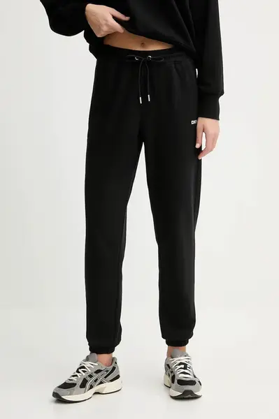 Tepláky Dkny LOGO TERRY dámské, černá barva, DP5P3632