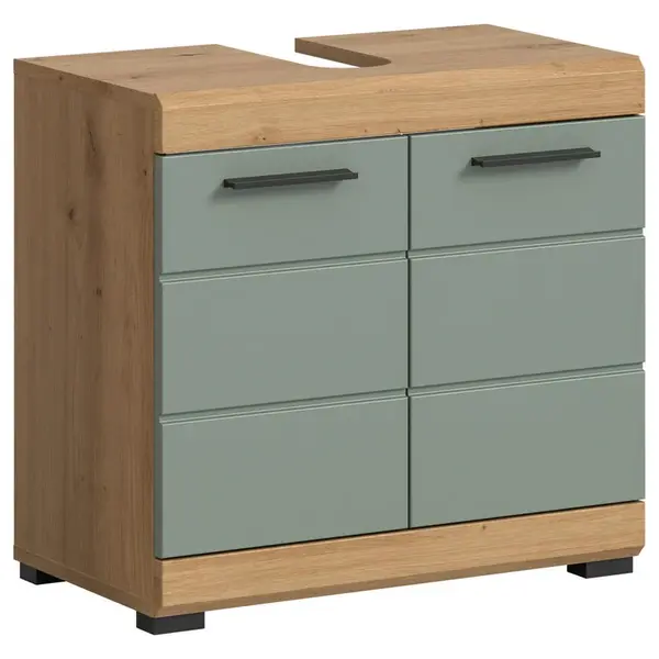 MID.YOU SKŘÍŇKA POD UMYVADLO, šalvějově zelená, dub artisan, 60/56/34 cm