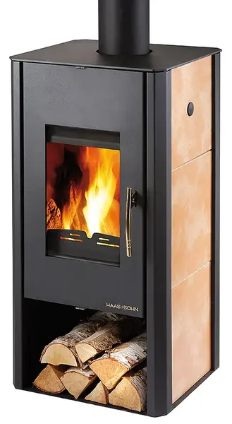 Kachle s výmenníkom MANTOVA AL II čierne, béžová dlažba HS0433715150000