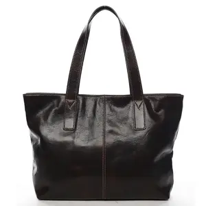 Dámská kožená kabelka do ruky tmavě hnědá - Delami Vera Pelle Gigiana