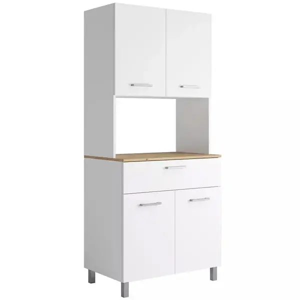 Vitrína do kuchyně Milano bílá s deskou dub artisan