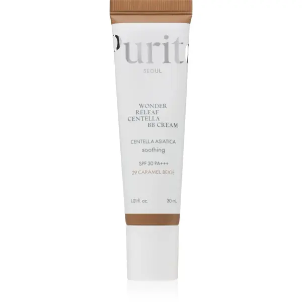Purito Wonder Releaf Centella BB Cream rozjasňujúci BB krém s upokojujúcim účinkom odtieň 29 Caramel Beige 30 ml