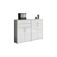 MID.YOU SKŘÍŇ NA ŠANONY, šedá, vysoce lesklá bílá, 168,8/113,6/33 cm