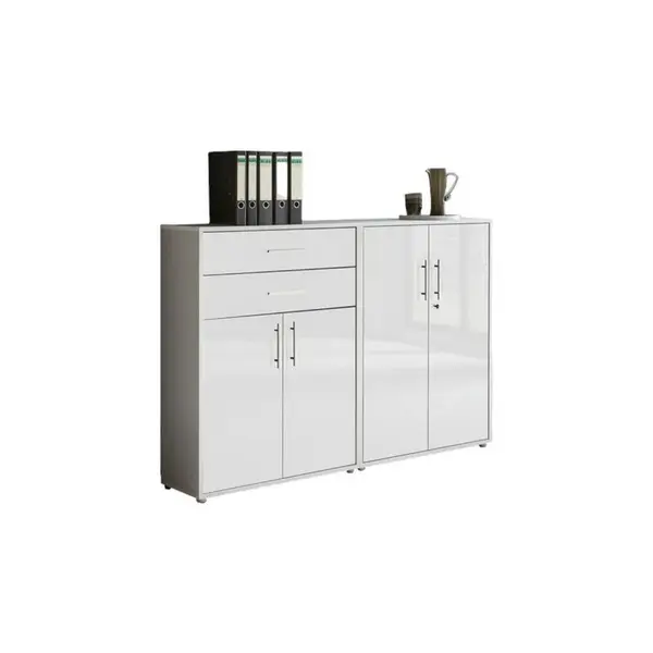 MID.YOU SKŘÍŇ NA ŠANONY, šedá, vysoce lesklá bílá, 168,8/113,6/33 cm