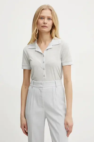 Polo tričko Patrizia Pepe stříbrná barva, 8K0279 K128