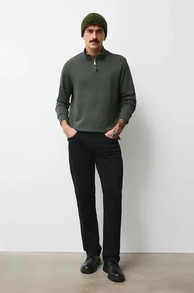 Bavlněné tričko s dlouhým rukávem Medicine zelená barva