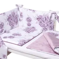Baby Nellys 3-dílná sada Mantinel s povlečením, bavlna/velvet, Plameňák,švestkový,135x100