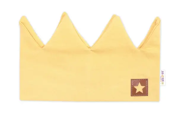 Baby Nellys Dvouvrstvá čelenka, Hand Made, bavlna, Korunka STAR - hořčicová, 80/98