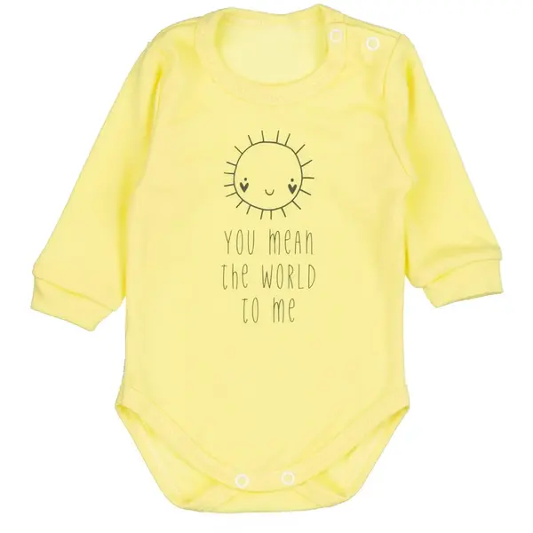 mbaby Body dlouhý rukáv Sluníčko, bavlna , žlutá, vel. 68