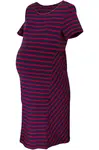 bemaamaa Těhotenské proužkované šaty s kr. rukávem - granát/bordo, vel. L