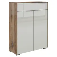 Voleo KOMODA, světle šedá, tmavý dub, 81/110/37 cm