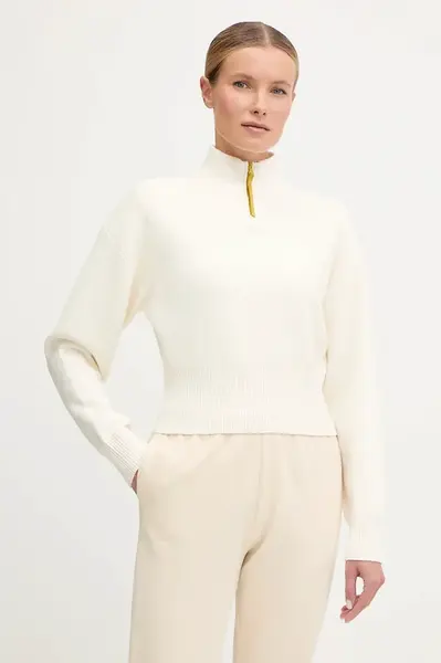 Svetr s příměsí vlny The North Face béžová barva, s pologolfem, NF0A8E79QLI1