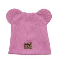 Kazum Dvouvrstvá žebrovaná čepička s oušky Magic - růžová vel.  68/74