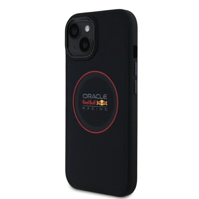Zadní kryt Red Bull PU Leather Red Ring MagSafe pro Apple iPhone 15, navy