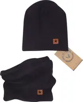 Z&Z Dvouvrstvá žebrovaná čepička + nákrčník, černá vel.  80/86