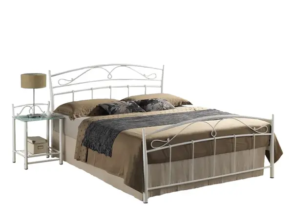 Biela kovová posteľ SIENA 140x200 cm