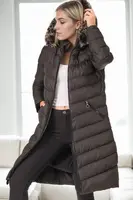Z9690 DEWBERRY SHEEPSKIN HOODED WOMEN'S COAT-BLACK