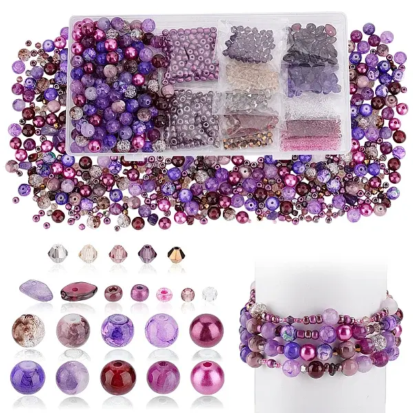 Imitate Austrian Crystal Bicone Glass & Mixed Glass Beads Findings Kits