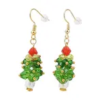Glass Braided Beaded Christmas Tree Dangle Earrings