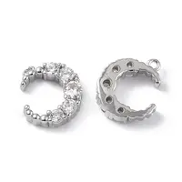 Brass Micro Pave Clear Cubic Zirconia Charms