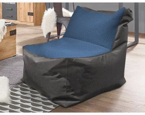 Sedací pytel Carole, černá látka/modrá tkanina