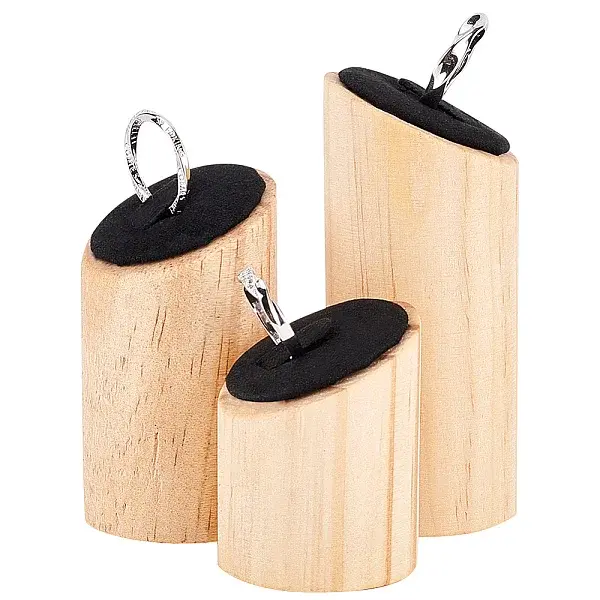 3 Sizes Wood Jewelry Ring Display Riser Stands