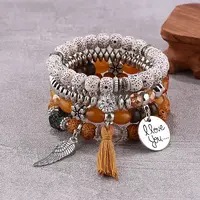 Boho Style Wood Beaded Stretch Bracelet Sets for Women