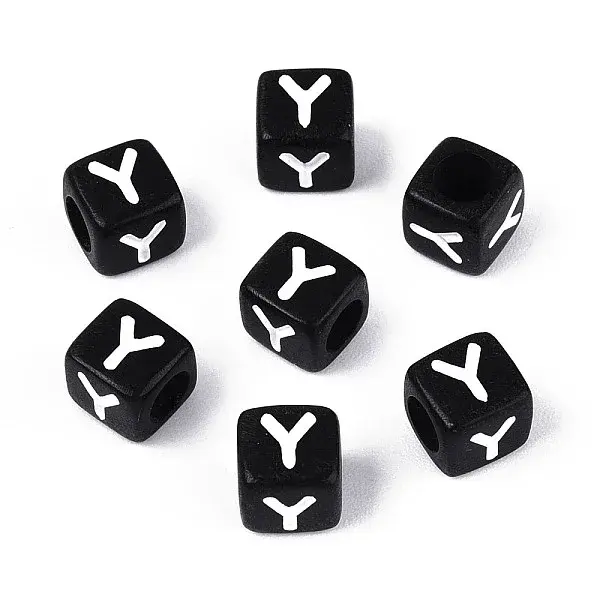 Initial Acrylic Horizontal Hole Beads