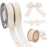 3 Rolls 3 Styles Sparkle Polyester Mesh Ribbon