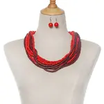 Wood Dangle Earrings & Multi-layer Necklaces Sets